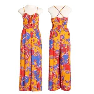 Modcloth NWT For the Love of Festival Season Jumpsuit Bali Floral Red Size 2